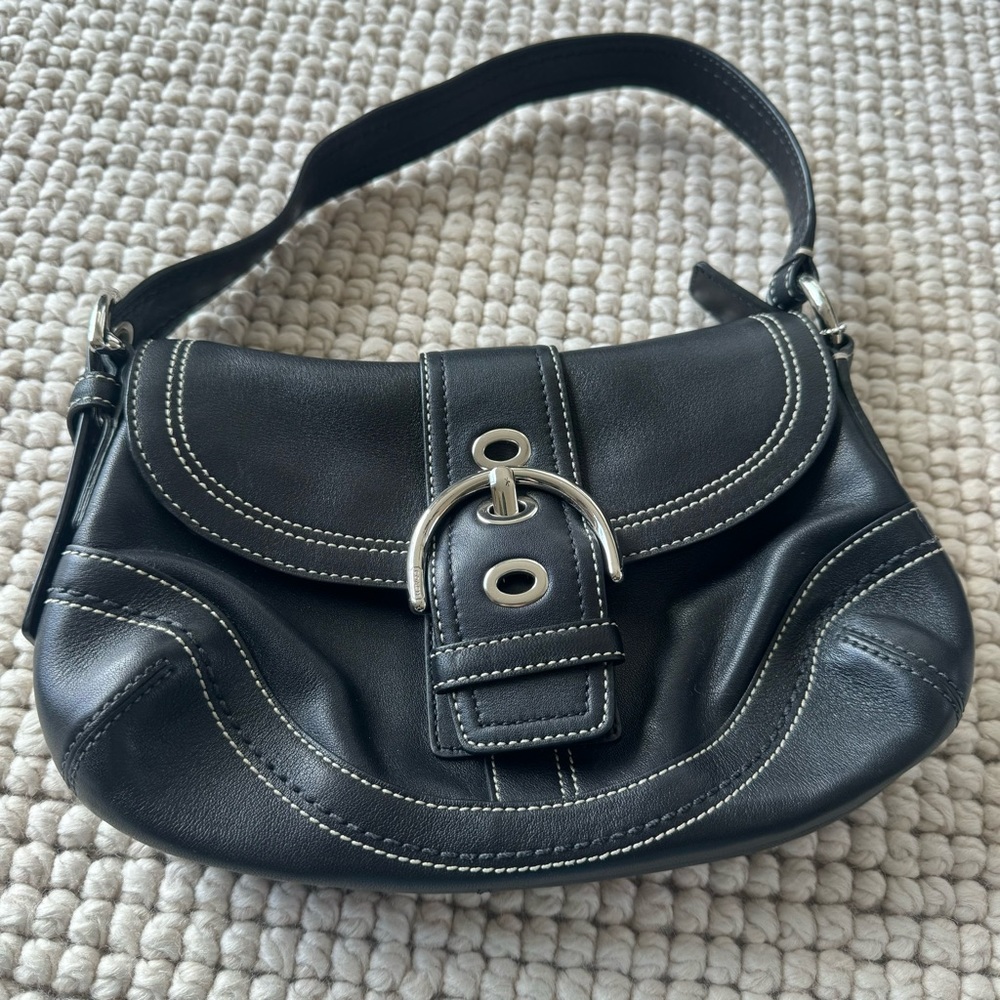 Genuine COACH Black Leather Shoulder Soho Bag Y2K G0779-F10909